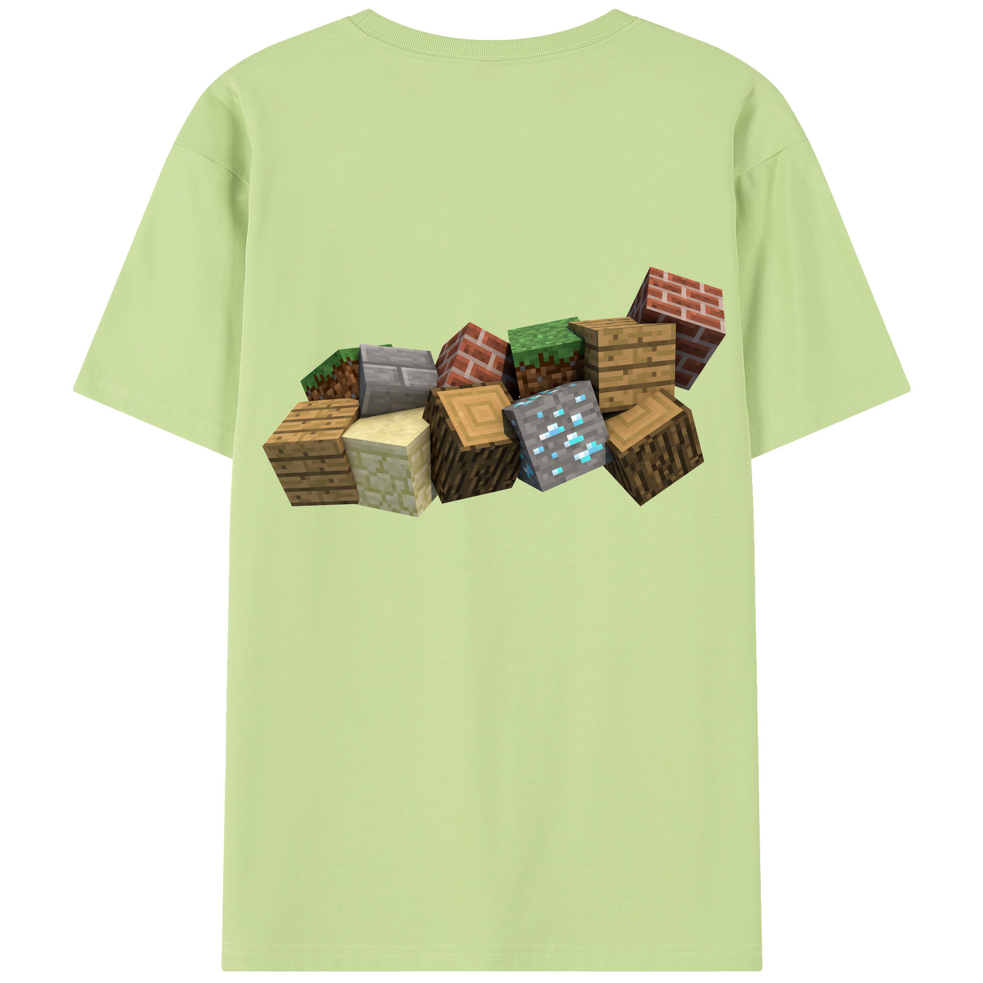 （画像用） マインクラフト ブロックの世界 Minecraft MC Block world 綿100％半袖Tシャツ（背面プリント）